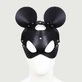 Leder-Maus-Ohrmaske mit verstellbarem Riemen - Schwarz