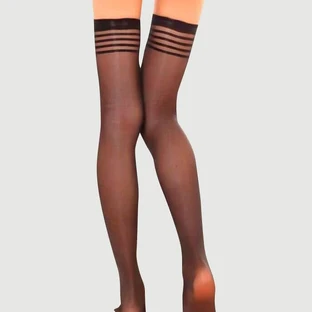 Bas à rayures sexy - marron - taille unique