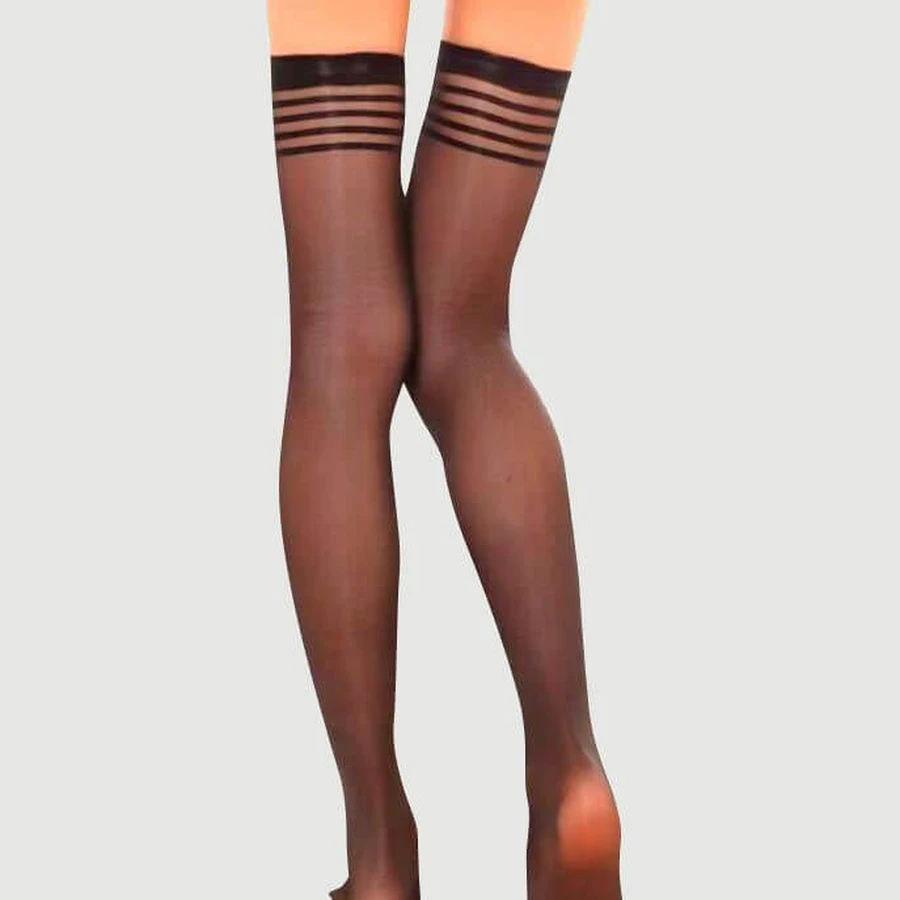 Bas à rayures sexy - marron - taille unique