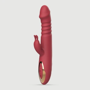 Vegas Ribbed Thrusting Silikon Vibrator mit Bulge Tip - Rot