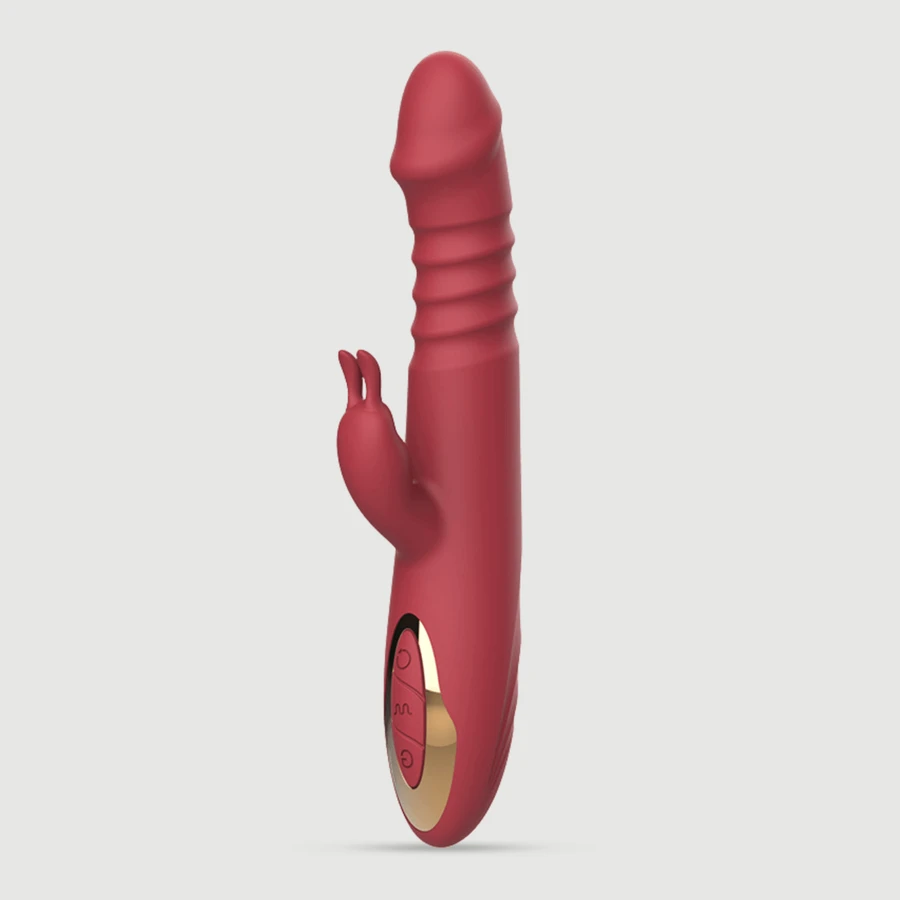 Vegas Ribbed Thrusting Silikon Vibrator mit Bulge Tip - Rot