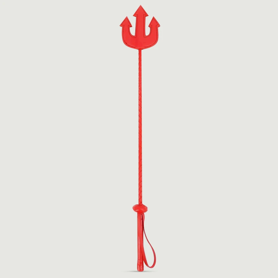 Dreizack Peitsche 65 cm - Rot