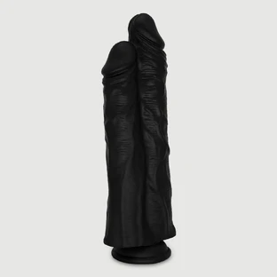 Atlas 26,5 cm Double gode réaliste en silicone avec ventouse - Noir