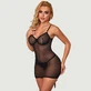Vestido lencero de malla con espalda de encaje - Negro - Large/X-Large