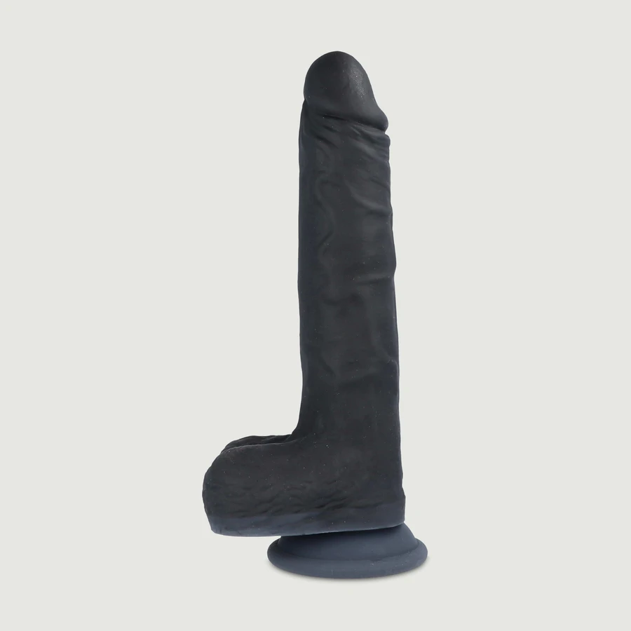 R14 stuwende realistische op afstand bedienbare siliconen vibrator met zuignap & ballen - zwart