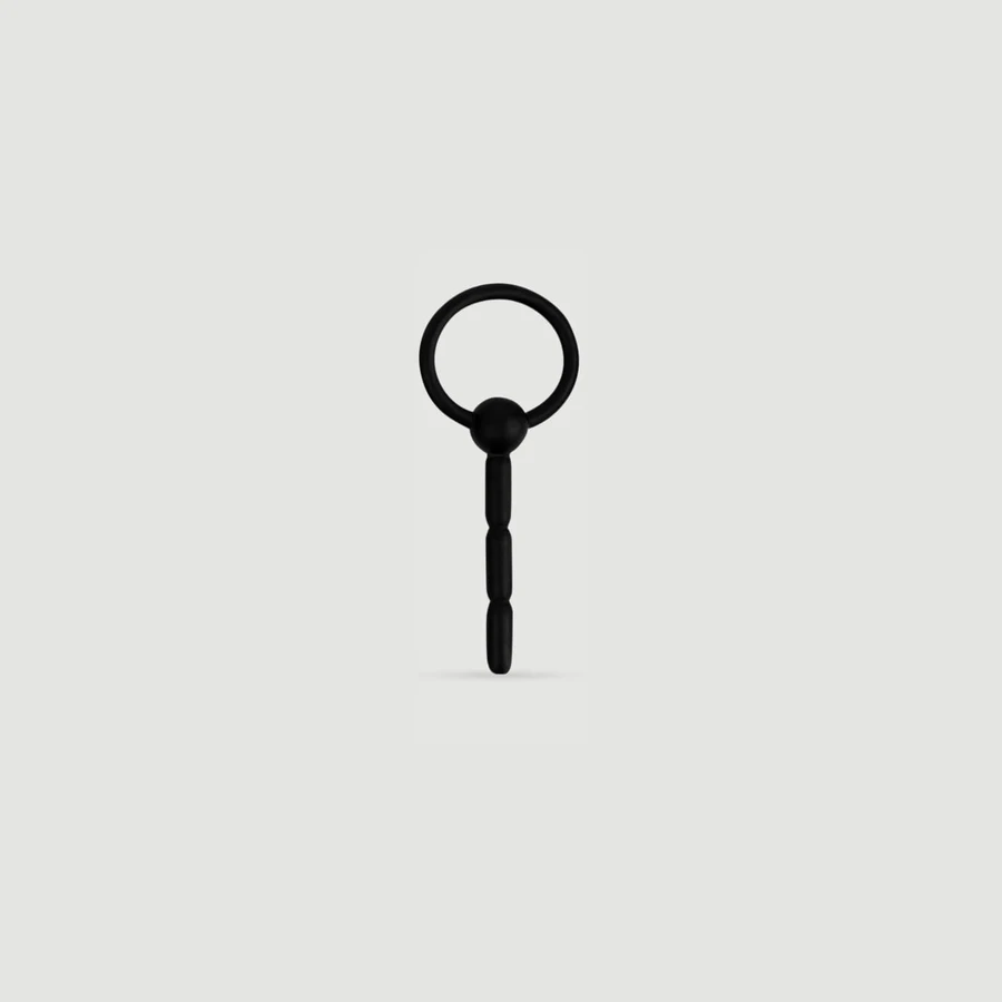 Tapón uretral de silicona 104 x 8 mm con anillo - Negro