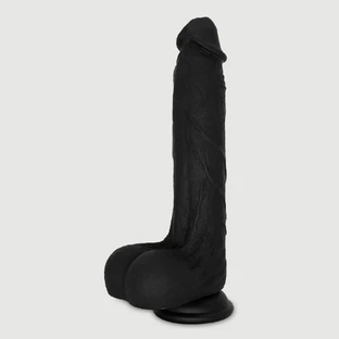 Dildo realist din silicon Vander 22,5 cm cu bile și ventuză - negru