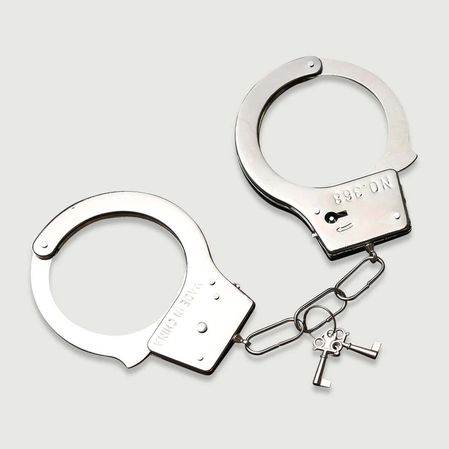 Esposas metálicas de seguridad con doble llave - Plata