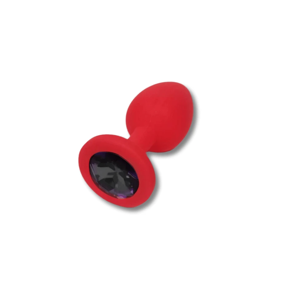 Anal Collection Plug Anal Pequeño de Silicona con Joya Redonda - Rosa/Negro