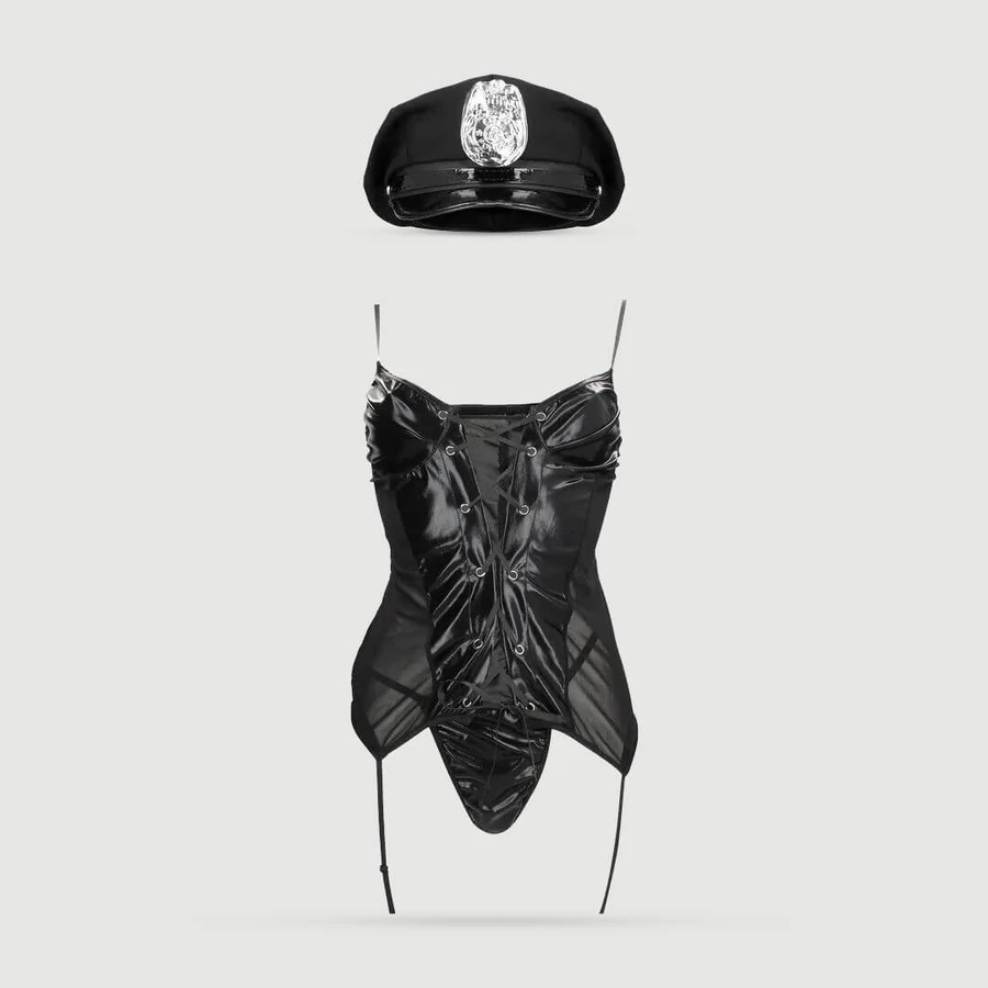Sexy Policewoman Costume - Black - Small/Medium