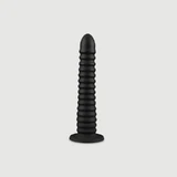 Deep Fuck Geribbelde Flexibele Vloeibare Siliconen Dildo 27 x 3,7 cm - Zwart
