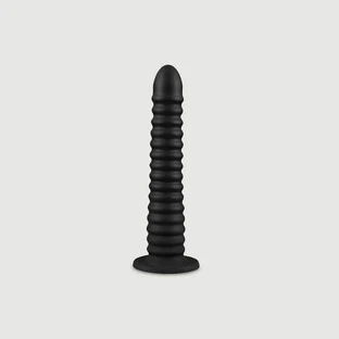 Deep Fuck Gerippter Flexibler Flüssig-Silikon-Dildo 27 x 3,7 cm - Schwarz