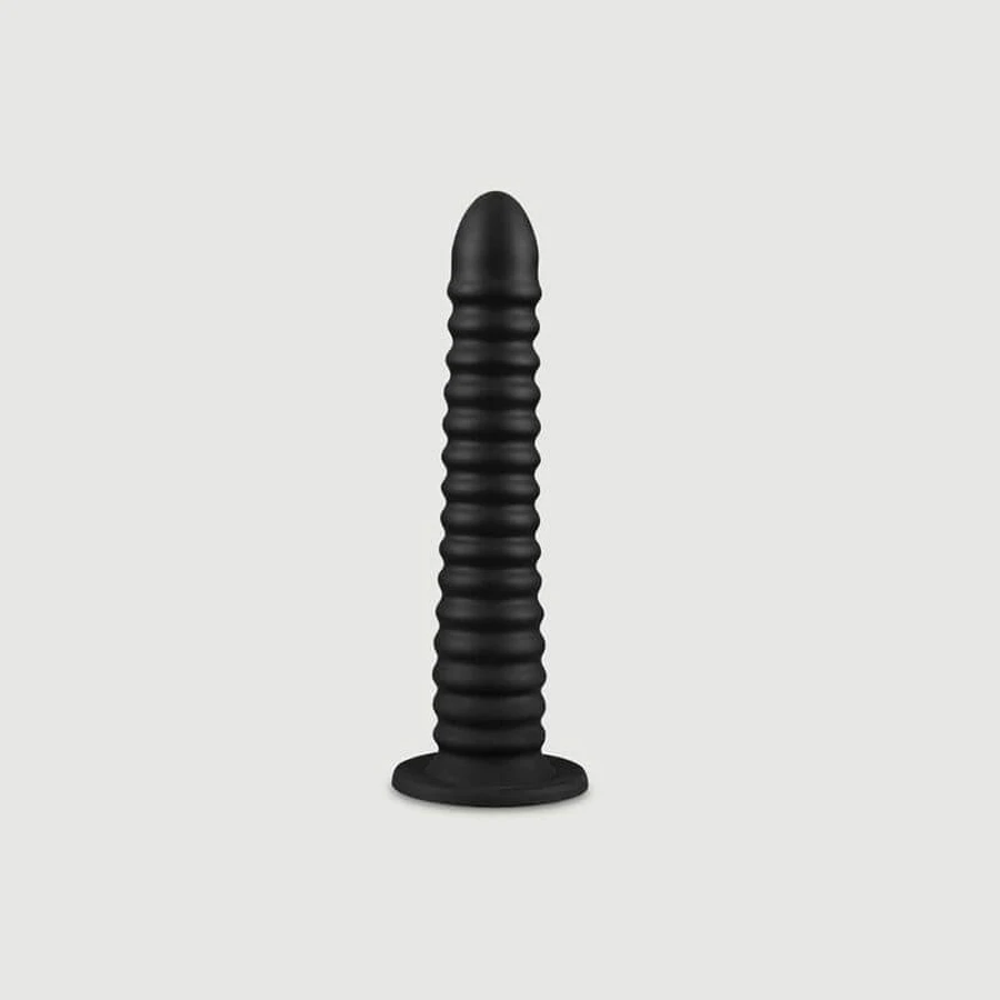 Deep Fuck Gerippter Flexibler Flüssig-Silikon-Dildo 27 x 3,7 cm - Schwarz