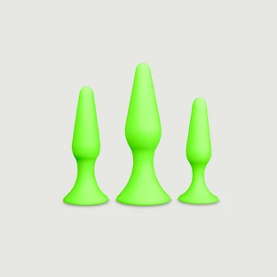 Glow In The Dark Silicone Butt Plug Set - Grün
