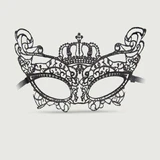Lace Eye Mask With Crown - Black