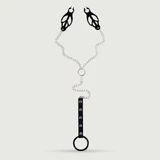 Nipple Clamps With Chains & Penis Ring - Black