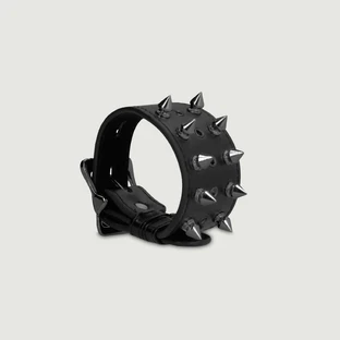 Ouch Skulls and Bones Bracelet with Spikes - Black