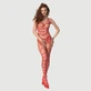 Passion Lingerie Bodystocking en résille sans entrejambe avec bretelles - Rouge - Taille unique