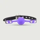 Bâillon réglable en cuir avec boule violette - noir/violet