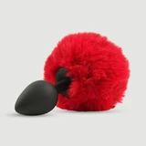 Beginner's Medium Silicone Bunny Tail Butt Plug - Rood