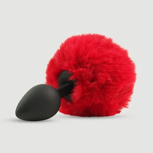 Anfänger Medium Silikon Bunny Tail Butt Plug - Rot