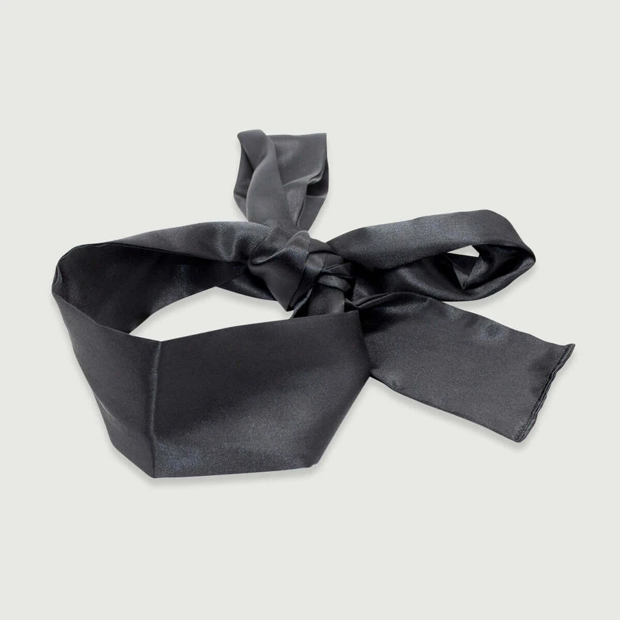 Bandeau et cravate de bondage en satin - Noir