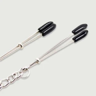Nippelklammern mit einstellbarem Druck und Kette - Silber