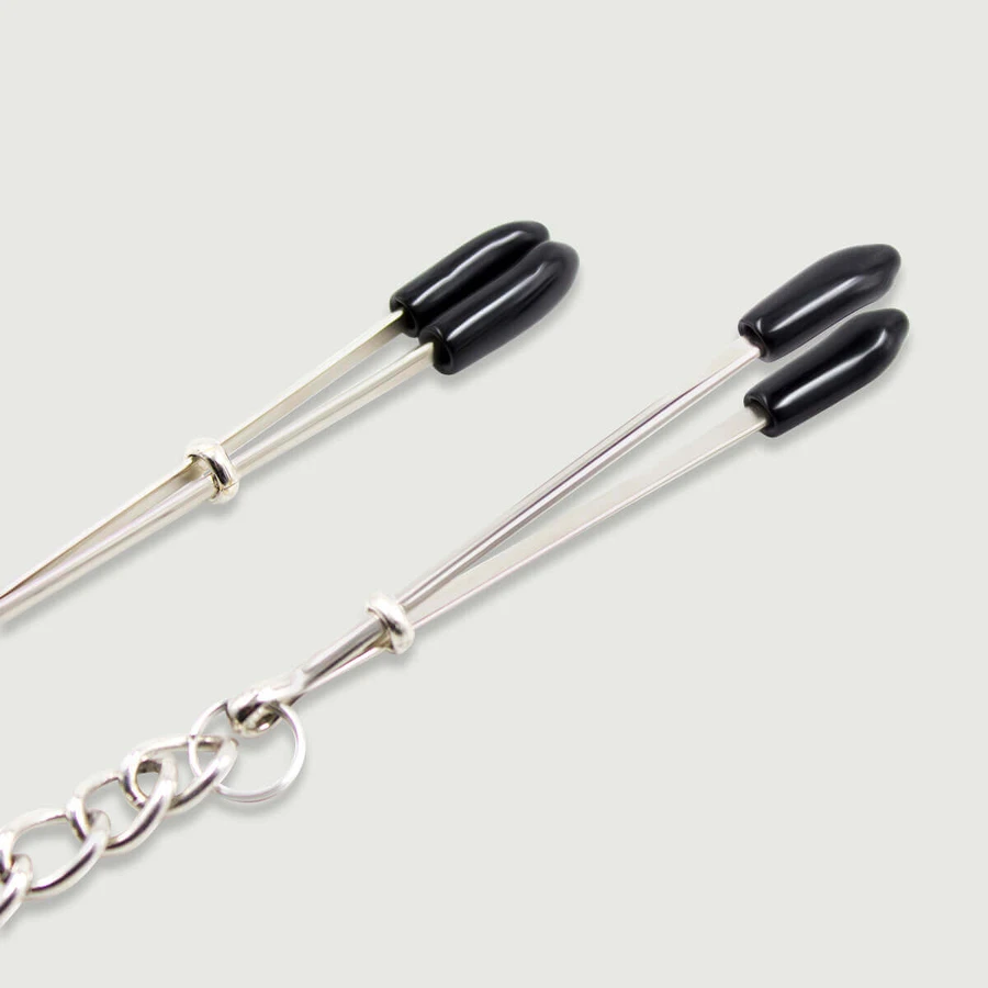 Nippelklammern mit einstellbarem Druck und Kette - Silber