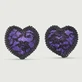Cubrepezones de satén en forma de corazón - Morado/Negro