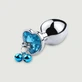 Anal Collection Medium Metal Butt Plug with Heart Jewel & Bells - Silver/Blue