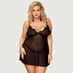 Nuisette et ensemble de lingerie Plus Size High End Delicate Embroidery Lace Babydoll &amp; Lingerie - Black - Large/X-Large