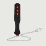 Lederpaddel mit Herzen und Analplug - Schwarz