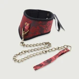 Spitzenhalsband mit Leine und Verstellband - Rot