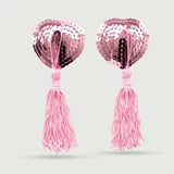 Sequin Nipple Pasties With Tassels - Pink