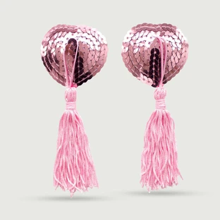 Pailletten Nippel Pasties mit Quasten - Rosa