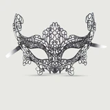 Lace Eye Mask With Ribbon - Black