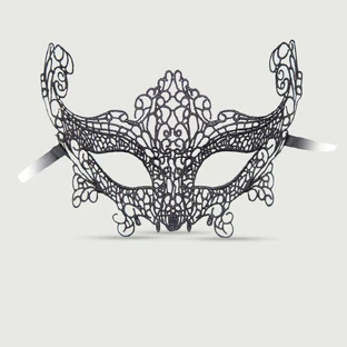 Lace Eye Mask With Ribbon - Black