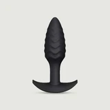 Golvende geribbelde siliconen buttplug - Zwart