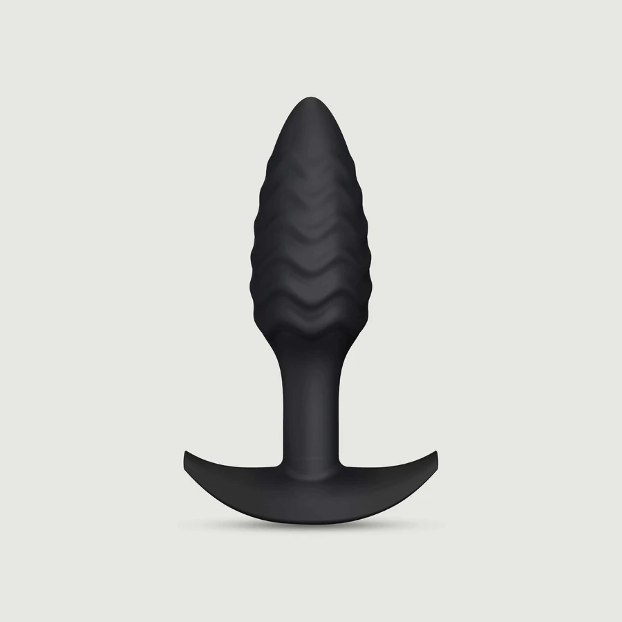 Gewellter gerippter Silikon Butt Plug - Schwarz