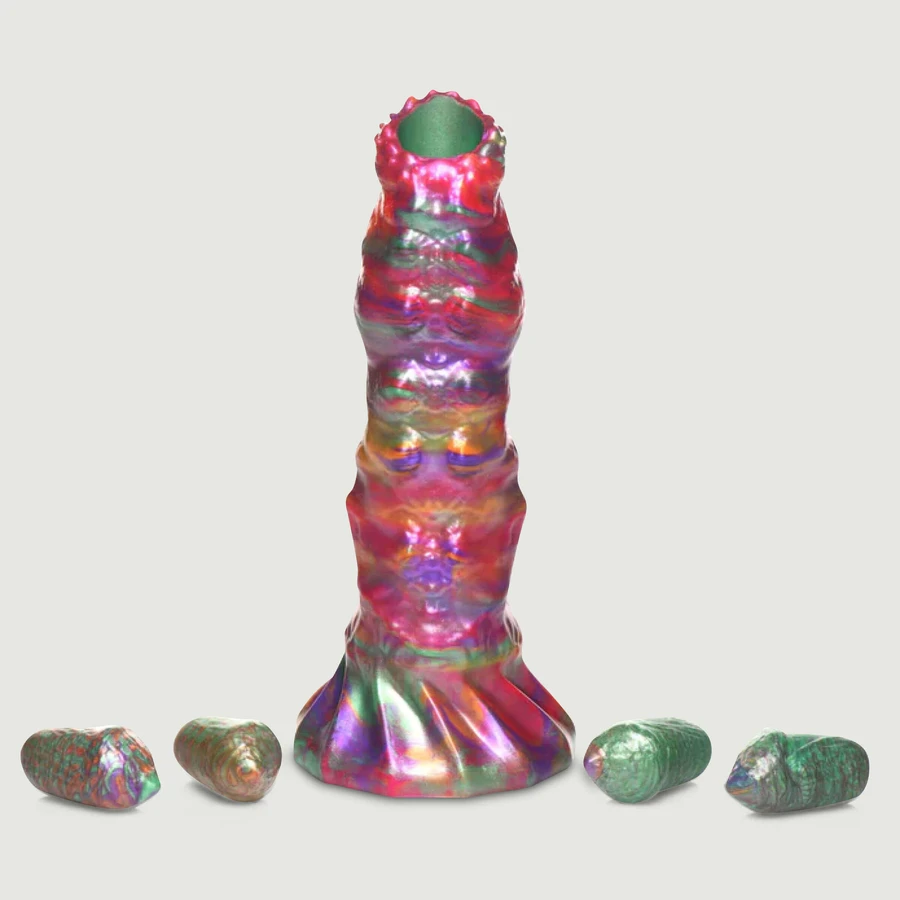 Ovipositor Larva Silicone Dildo with Eggs - Multicolour