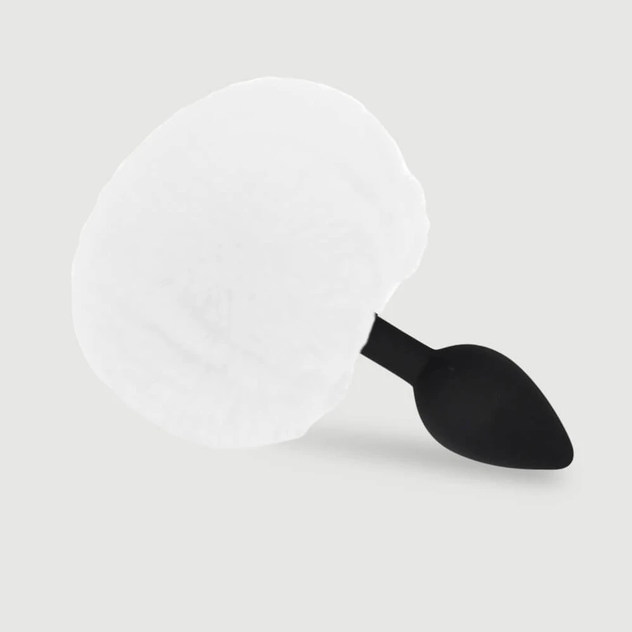 Plug Anal de Silicona Cola de Conejito para Principiantes - Blanco