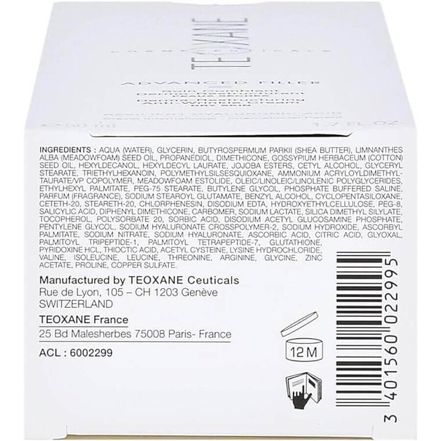 Crema antiarrugas Advanced Filler para pieles secas, 50 ml, Teoxane