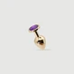 Anal Collection Medium Metal Butt Plug with Round Jewel - Gold/Purple