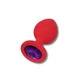 Anal Collection Silicone Medium Butt Plug with Round Jewel - Red/Purple
