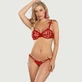Beugel Mesh Bloempatronen Beha Set - Rood - Eén Maat