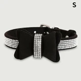 Shiny Collar With Bow & Rhinestones - Black