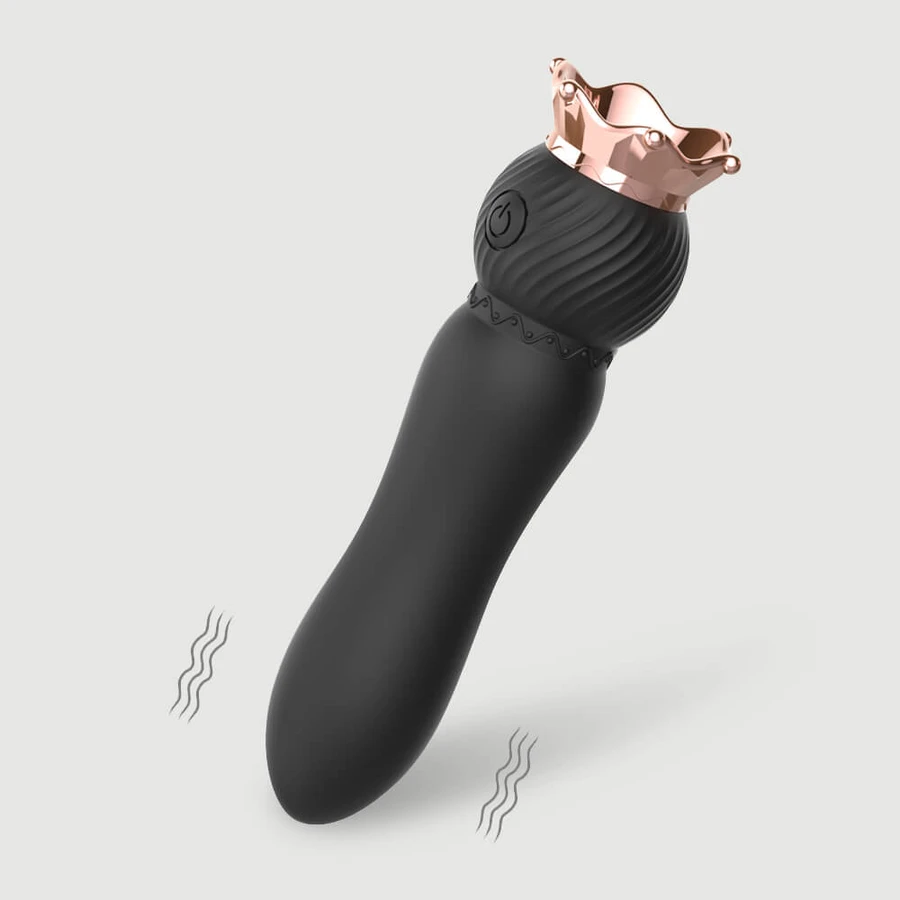 The Crown Silicone Mini Powerful Vibrator - Noir