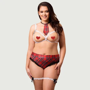 Costume d'écolière sexy à bonnet ouvert taille plus - Large/X-Large