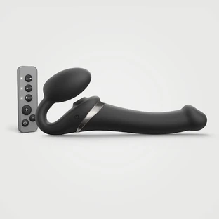 Medium Silicone Multi Orgasm Clitoral Sucking Bendable Strapless Strap On - Black