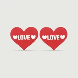 Glitter Heart Shaped Nipple Cover - Red